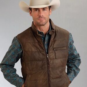 Stetson Dark Brown Leather Vest for Men